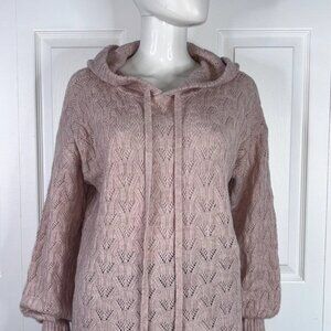 GREIGE women's hooded knit pink sweater large